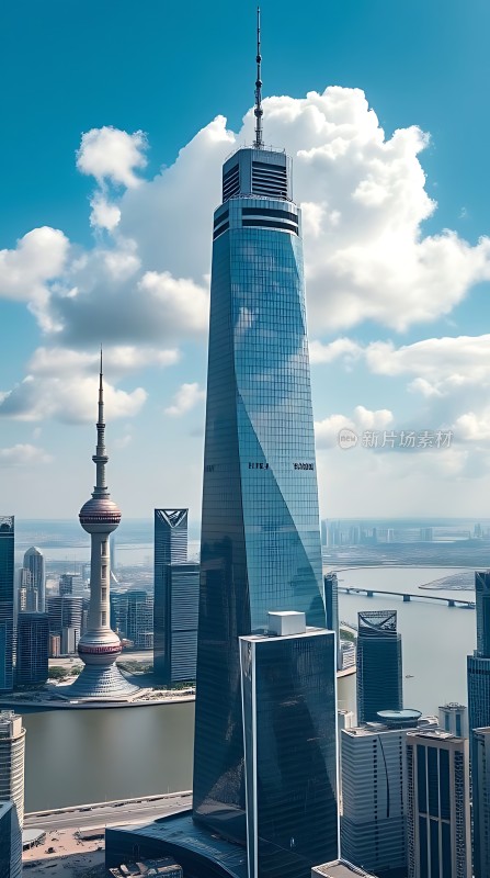 上海地标建筑群东方明珠与环球金融中心并立