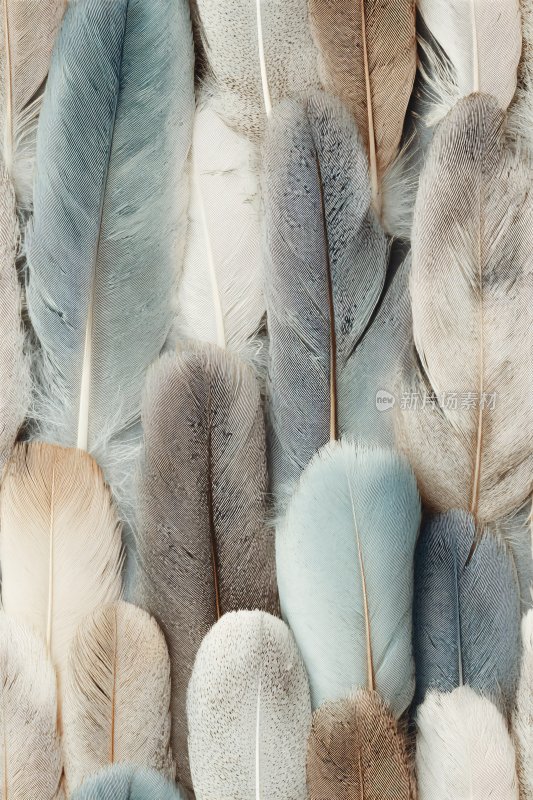 多彩羽毛的精美排列画面