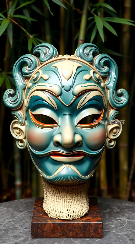 绿色面具艺术展示