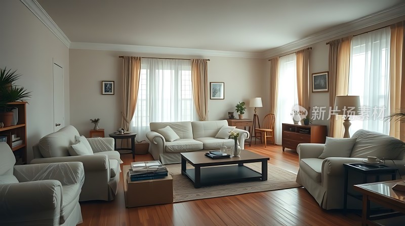温馨客厅舒适沙发自然光线宁静生活空间