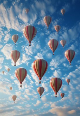 热气球飘浮蓝天