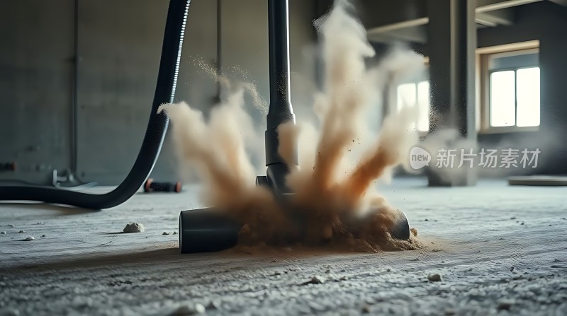吸尘器清洁地板灰尘四起