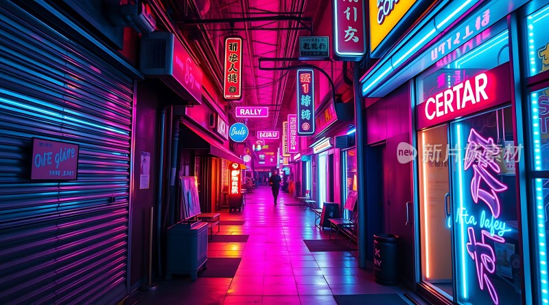霓虹灯下的繁华街道