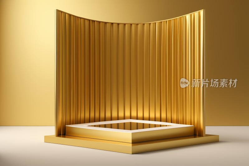 金色讲台特写中间一个白色方块高清图片