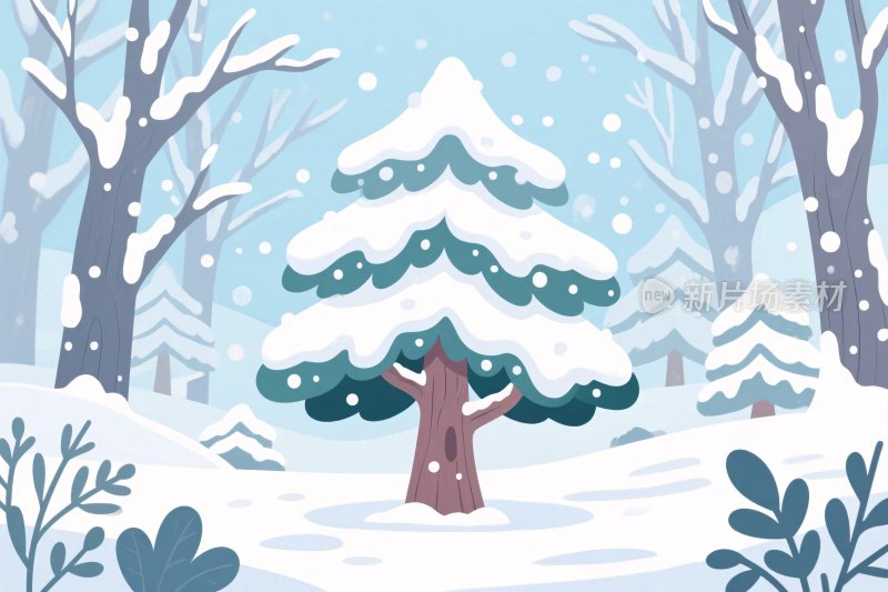 冬季雪景插画