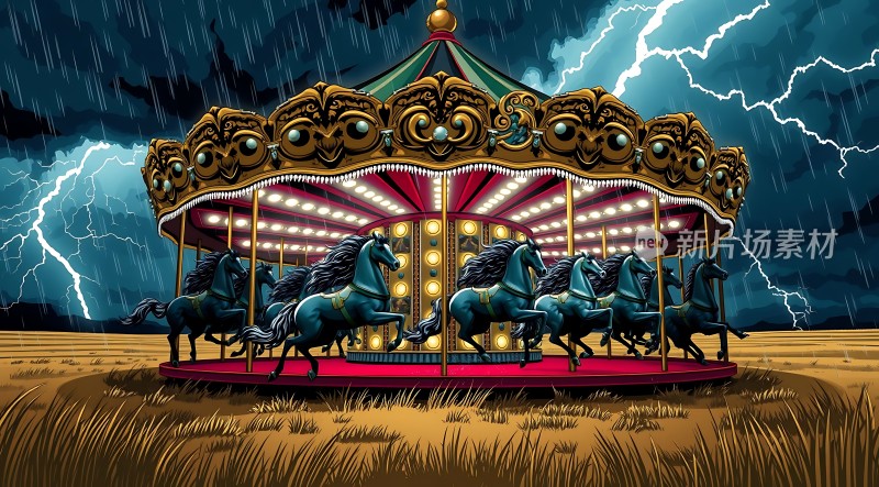 暴风雨中的旋转木马