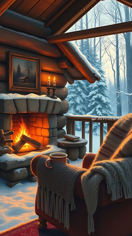 冬日暖炉旁的温馨时光