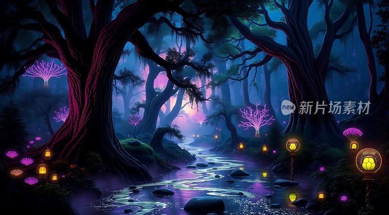 神秘森林夜光小径