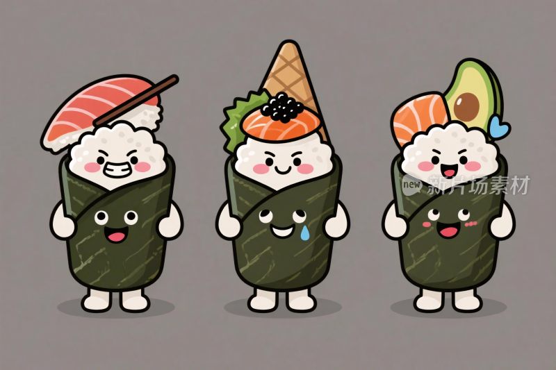 卡通寿司角色插画