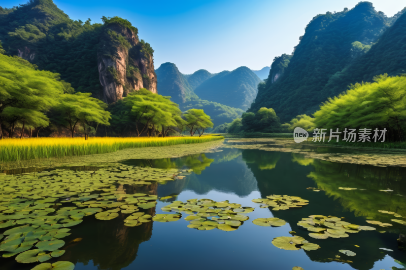 山脉湖泊风景自然风光高清图片