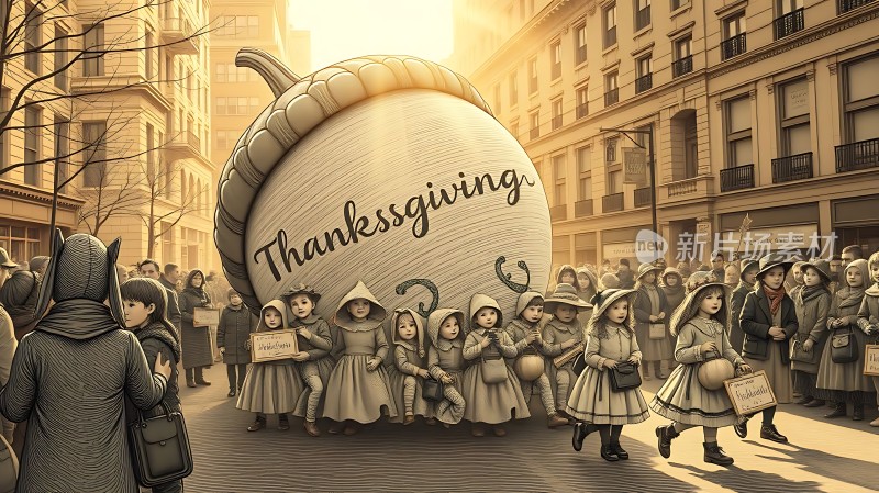 感恩节游行中的小精灵们