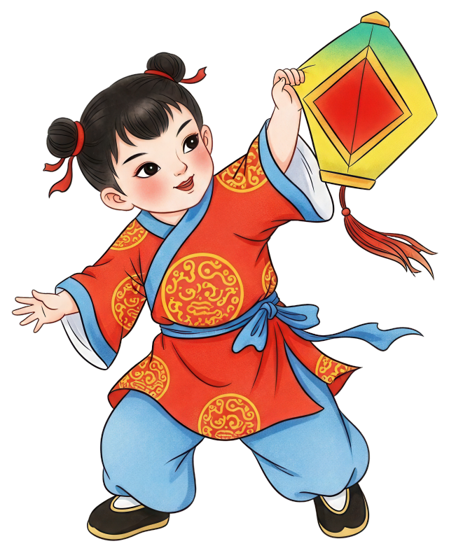 穿着喜庆传统服饰的男孩