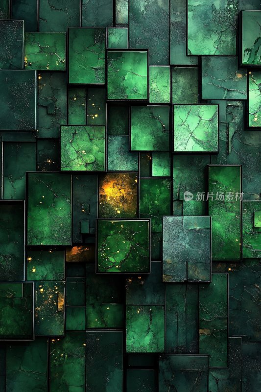 绿色方块拼接抽象背景