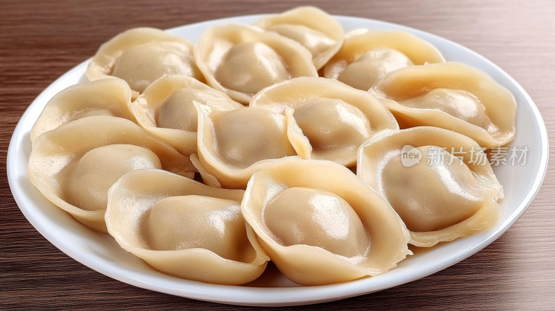 桌子上一盘水饺食物新年水饺中国美食