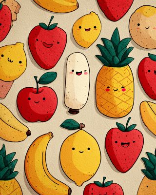 可爱卡通水果插画图案