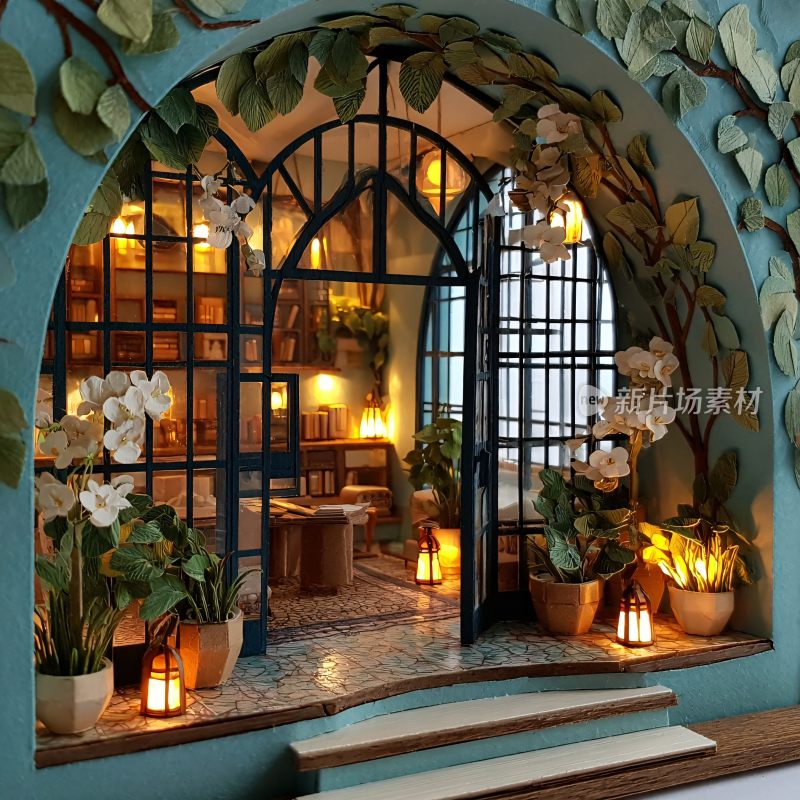 拱形门洞后的温馨室内场景