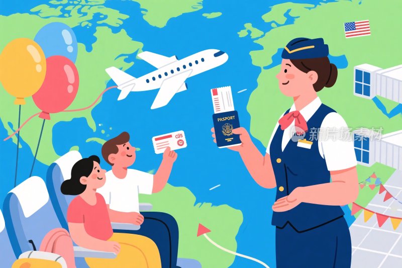 环球旅行服务插画