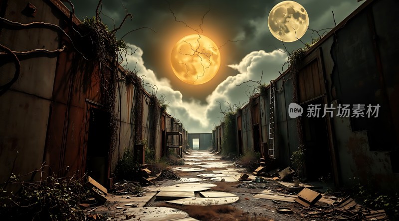 废弃建筑下的神秘月光之路