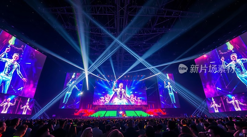 舞台灯光璀璨观众热情高涨的音乐节现场
