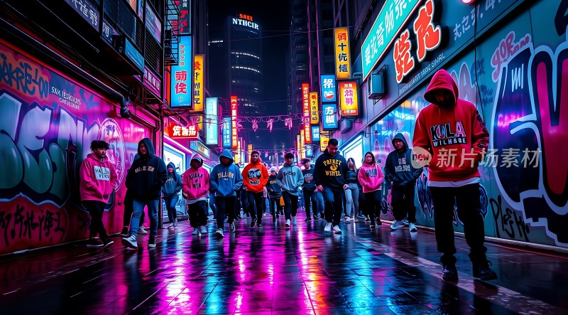 霓虹闪烁夜街潮酷