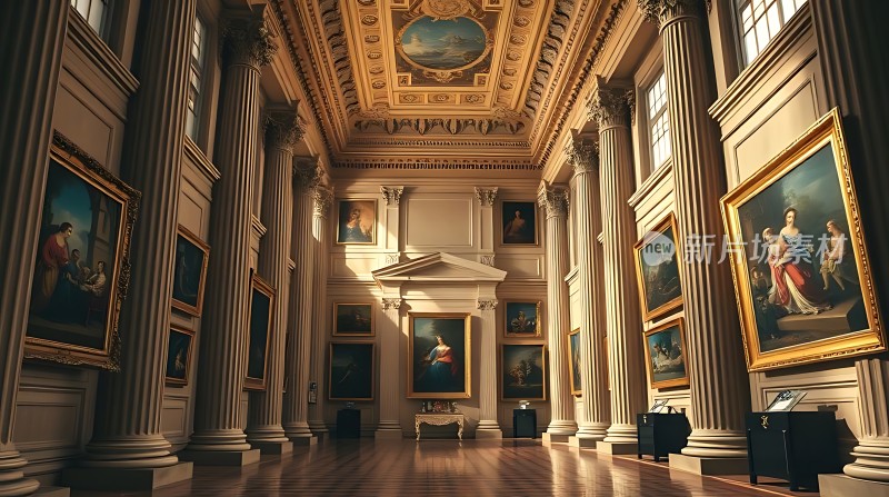 艺术殿堂古典画作与宏伟建筑相得益彰