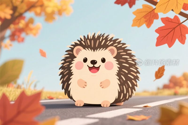 秋日小刺猬插画