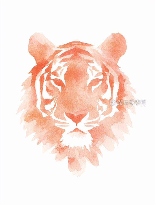 水彩风格老虎头部插画