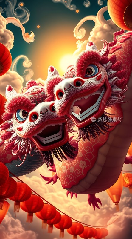 龙舞云霄灯笼映红天