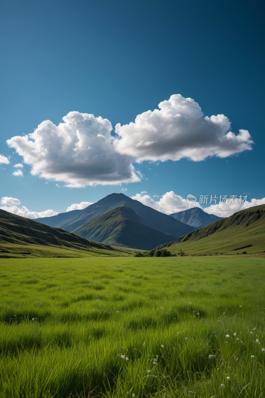 蓝天白天草原草地风景自然风光图片