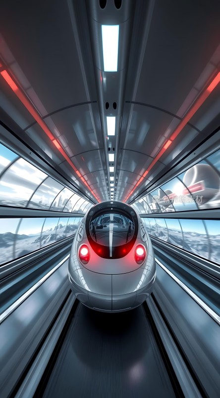 未来科技高速列车穿越时空隧道