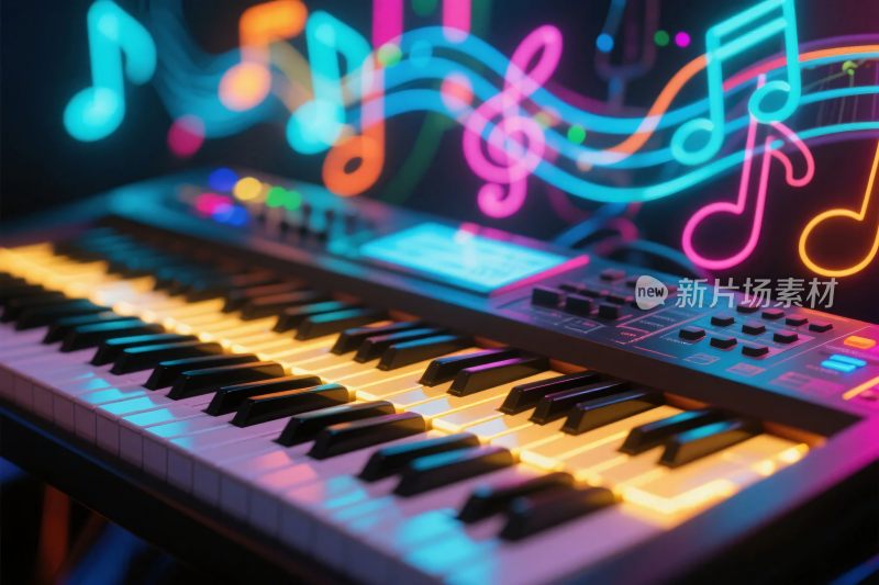霓虹音乐电子琴插画