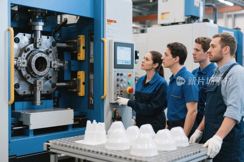 工人操作工厂机器场景