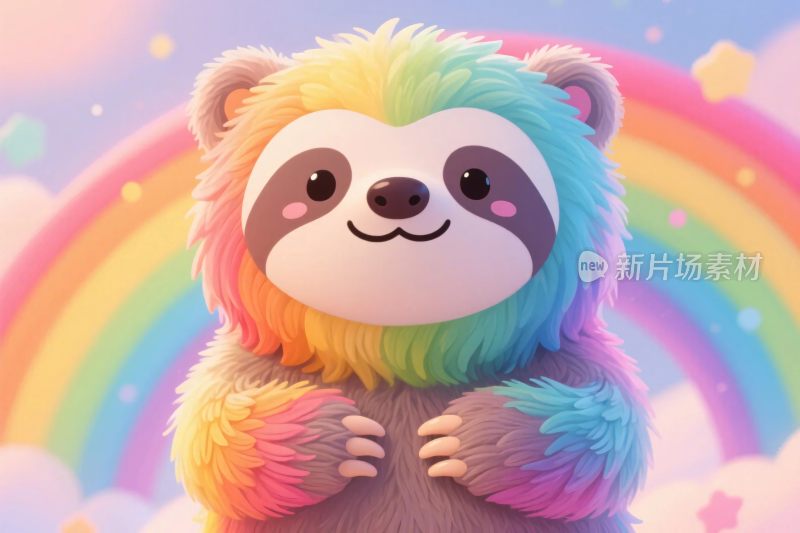 彩虹树懒可爱插画