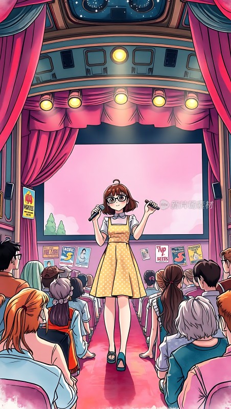 舞台上的女孩与观众互动