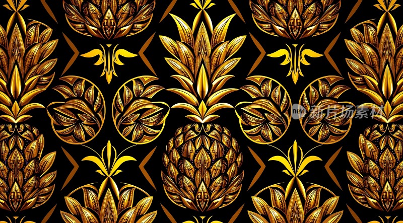 金色菠萝图案背景