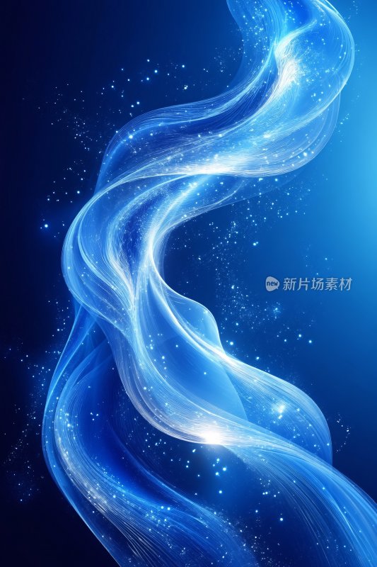 蓝色梦幻流动光带背景