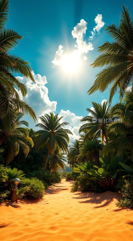 阳光下的热带风情小径