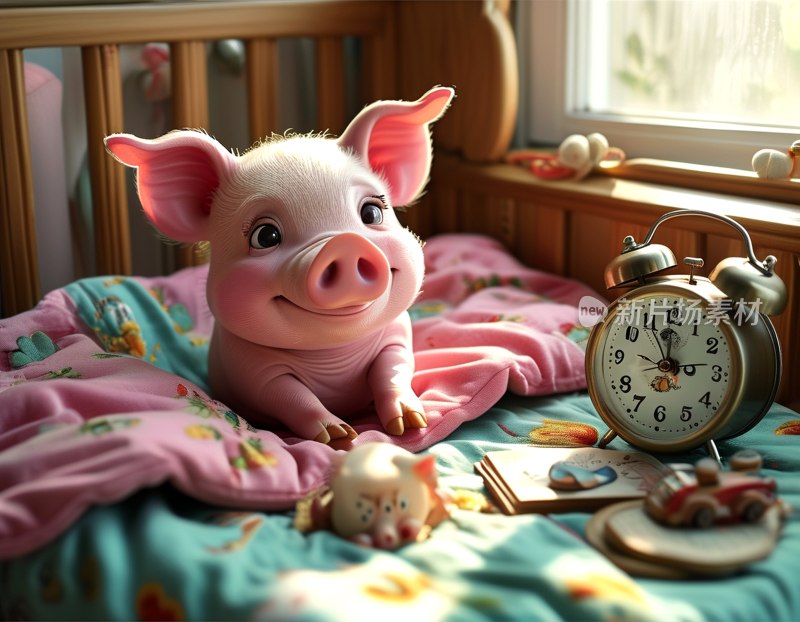 晨光中醒来的小猪