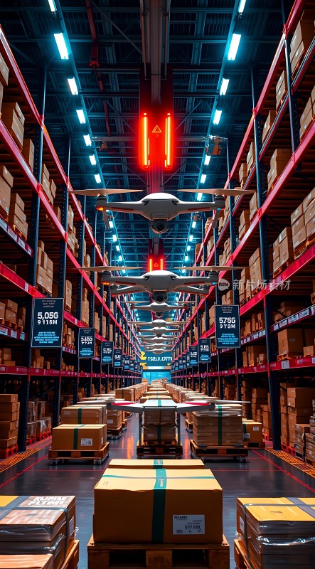 智能仓库无人机搬运货物