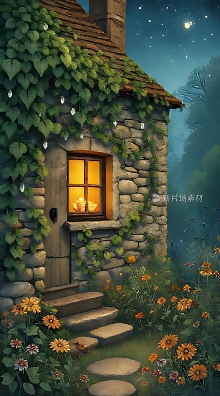 星空下的温馨小屋