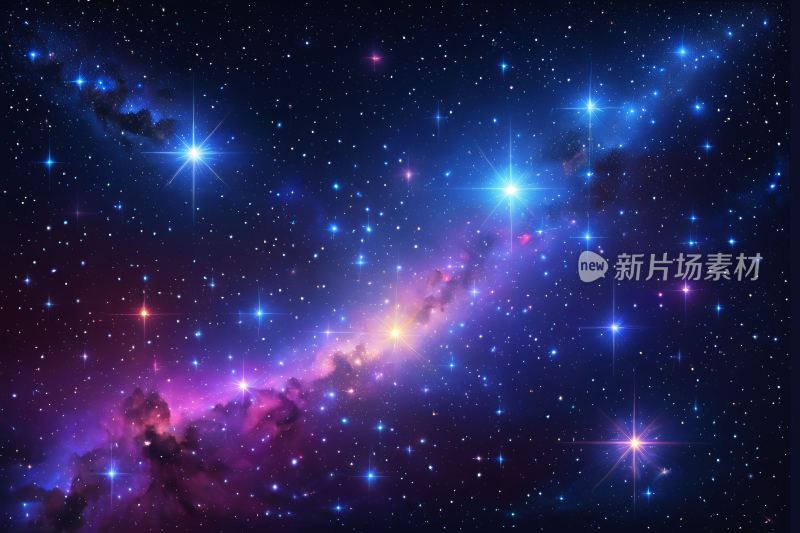 星空背景明亮的紫色和蓝色星系高清背景图片