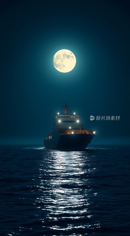 夜幕下的海上航行