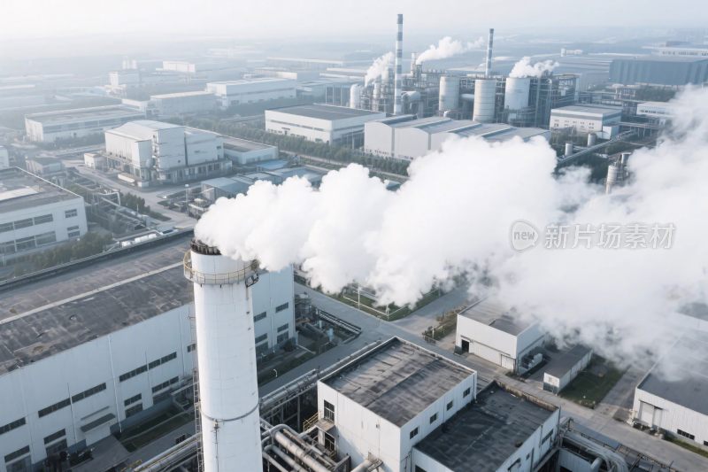 工业烟囱烟雾城市场景