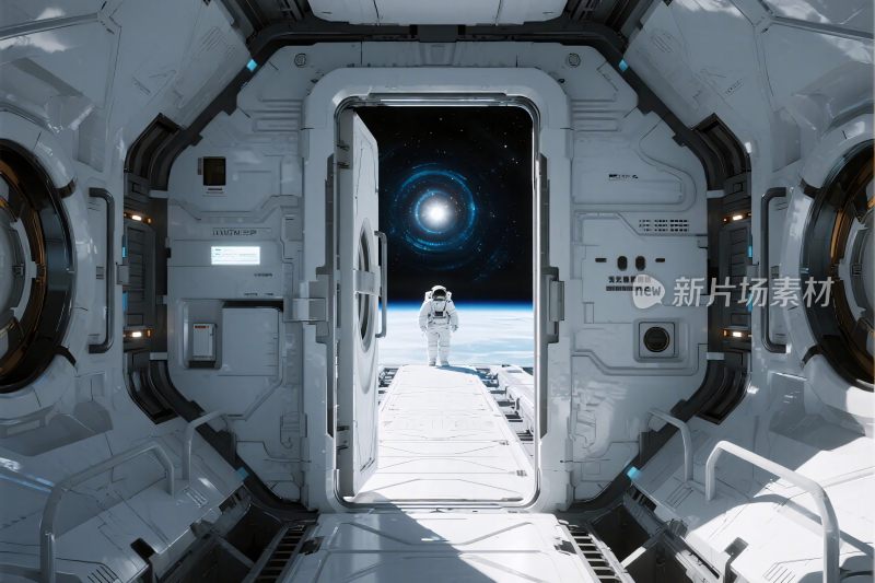 太空舱内宇航员场景
