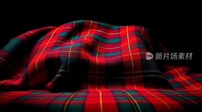 红色格子布料纹理特写