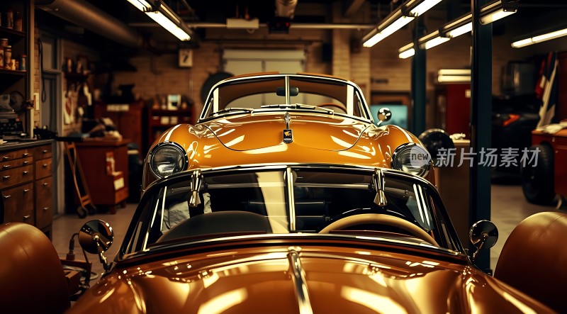 经典跑车车间里的黄金座驾