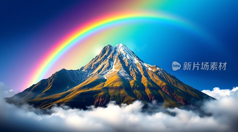 彩虹映照雪山云海