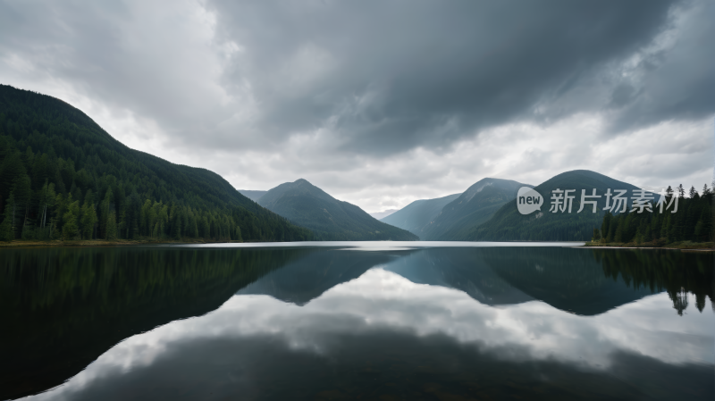 一个山脉湖高清风景图片