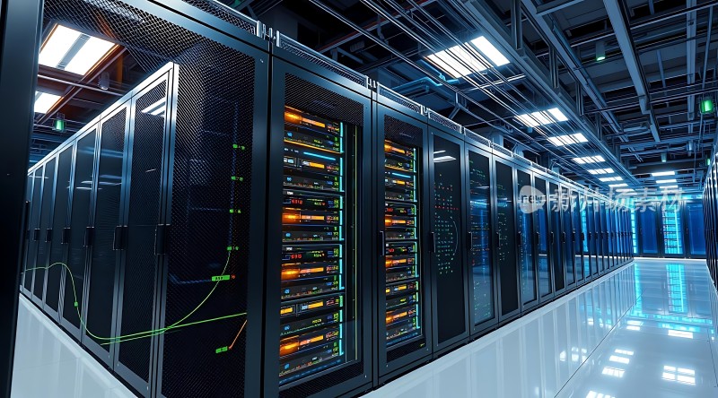 数据中心内部服务器机柜与光纤网络