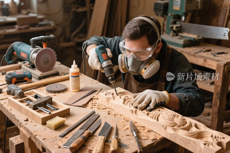 木工雕刻操作场景